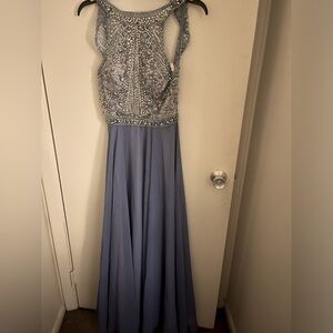 Long beaded light purple dress in perfect condition brand name Ellie wild size 2